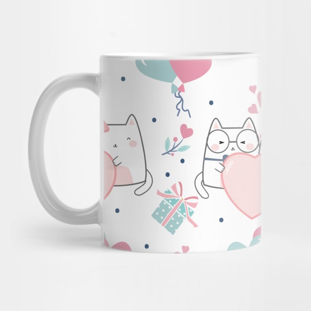 Cute Kawaii Cats with Hearts by jodotodesign